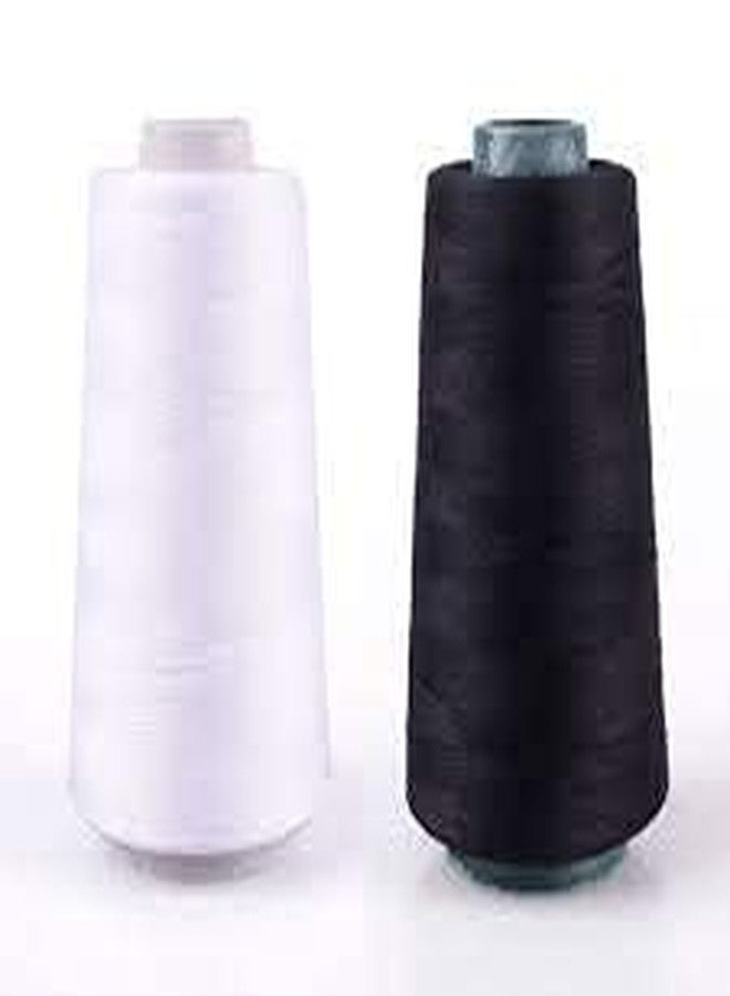 R Enterprises Strong and Durable Cotton Polyester Sewing Thread Spool for Sewing, Stitching, Overlock, Surger, Murrow (2 Pcs Black & White, 5000 Meter) - Image 1